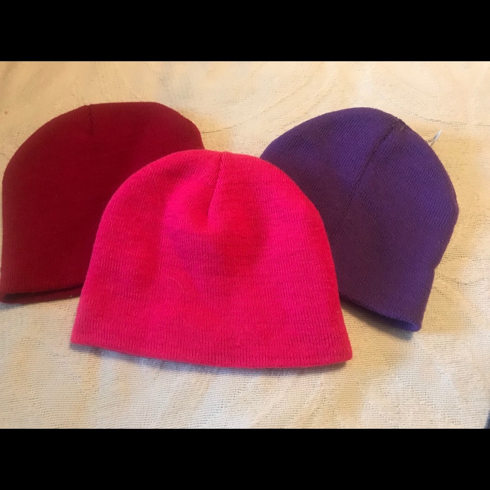 Red,purple,& pink beanies